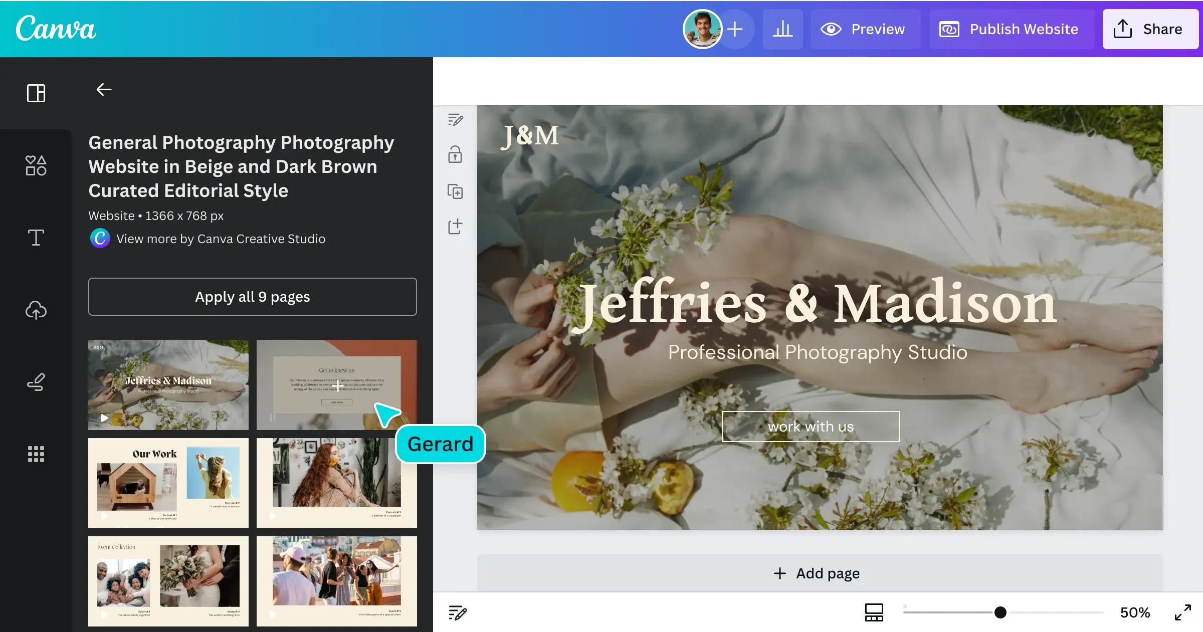 Canva website builder