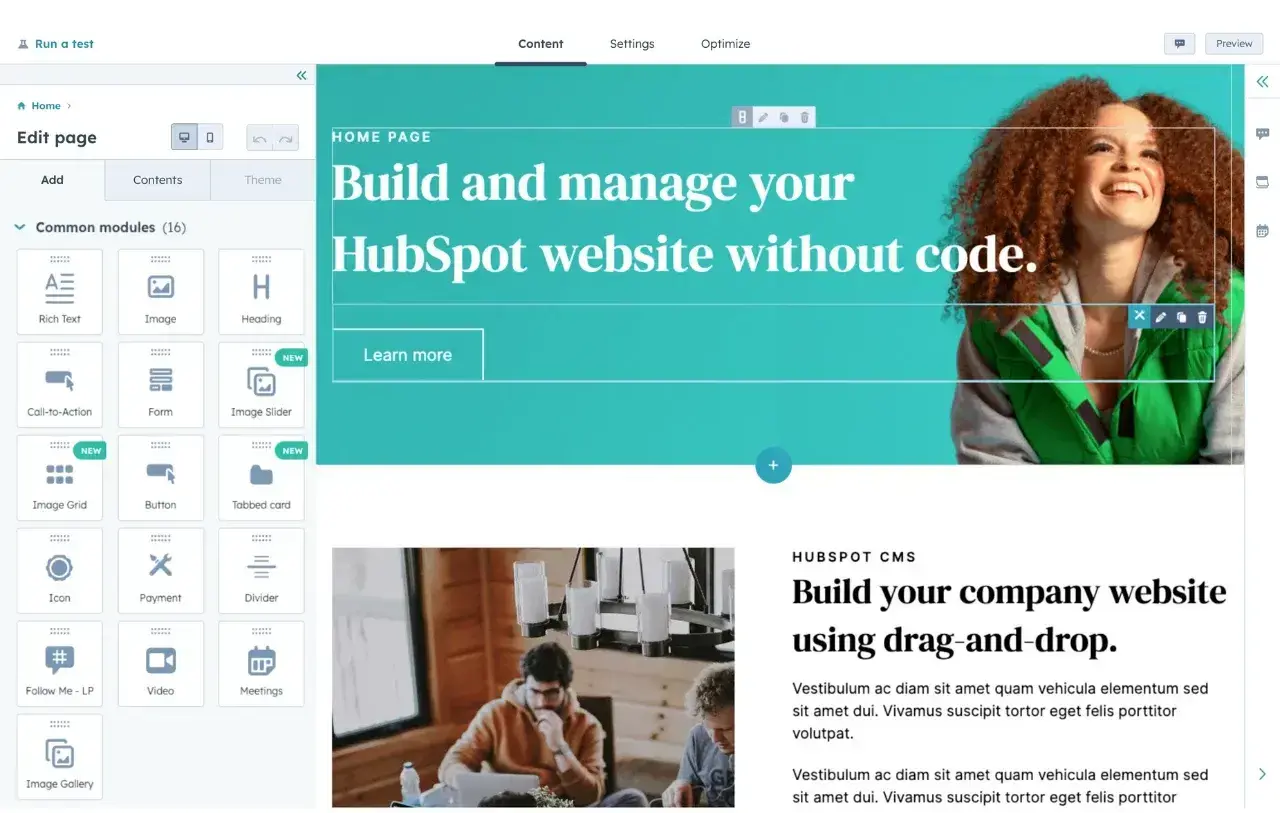 HubSpot website builder