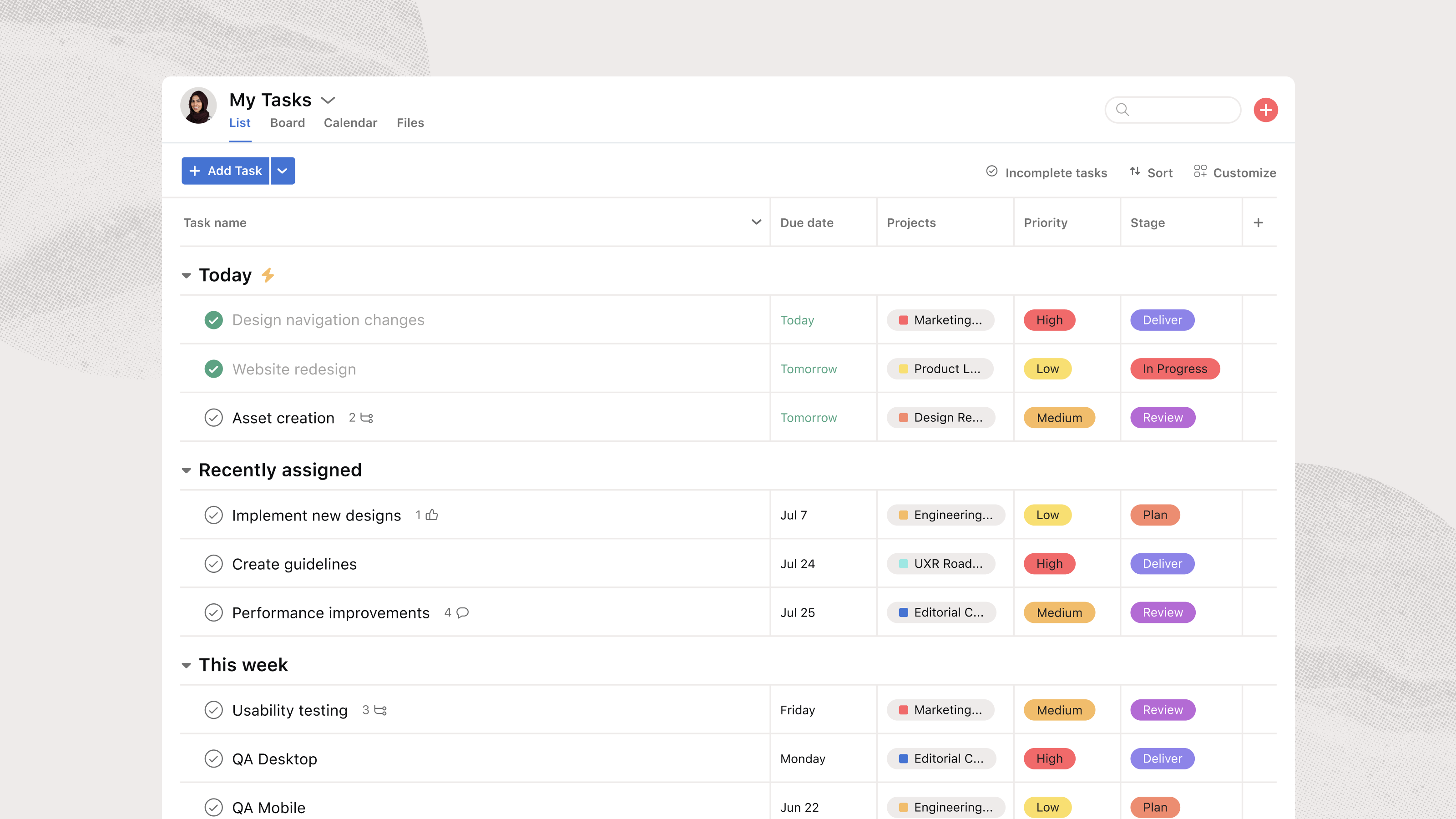 Asana-dashboard